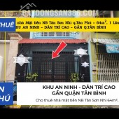 Cho thuê nhà mặt tiền NB Tân Sơn Nhì 64m², 1 Lầu- 13Triệu